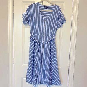 Large Blue Stripped midi cotton dress